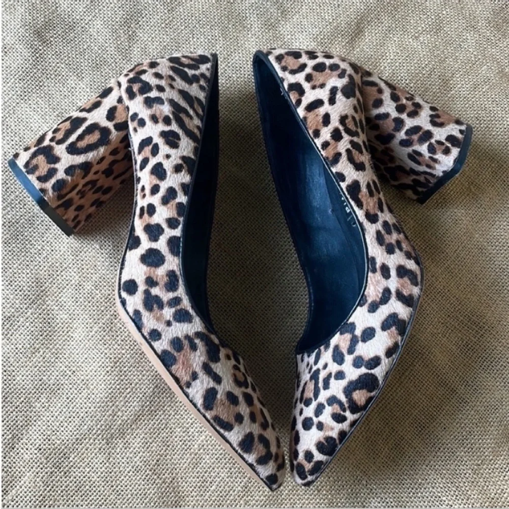 Alice & olivia block heel calf leather leopard print By Stacey bendet 8 1/2